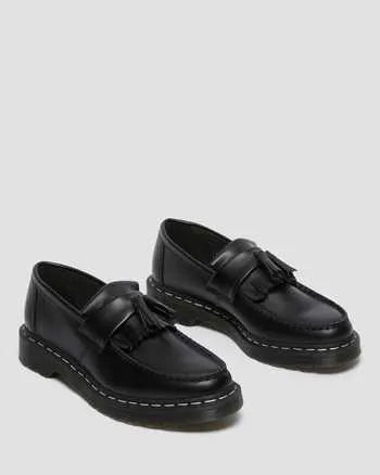Adrian White Stitch Smooth Leather Loafers