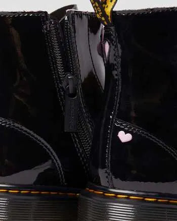 Junior Heart Nappa Patent Leather Pull-on Boots