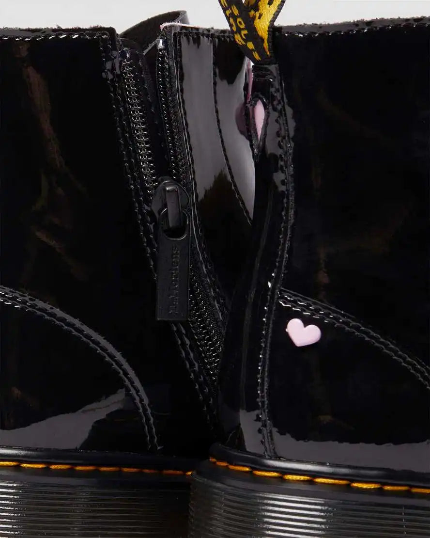 Junior Heart Nappa Patent Leather Pull-on Boots
