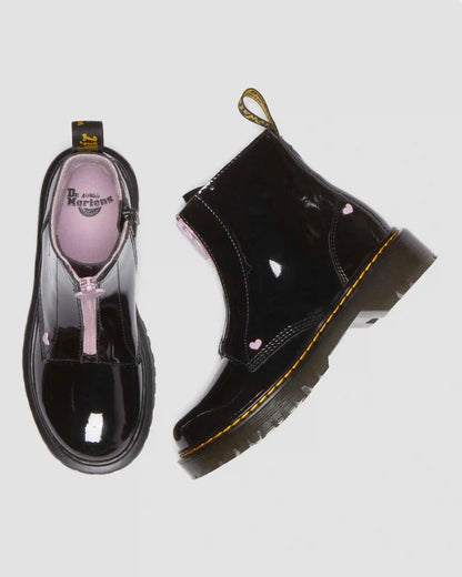 Junior Heart Nappa Patent Leather Pull-on Boots
