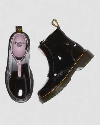 Junior Heart Nappa Patent Leather Pull-on Boots