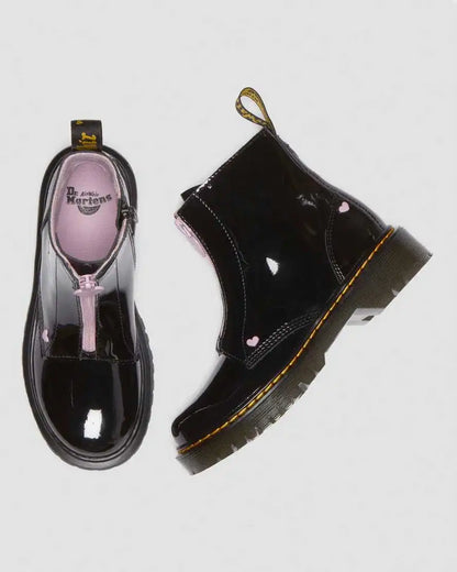 Junior Heart Nappa Patent Leather Pull-on Boots
