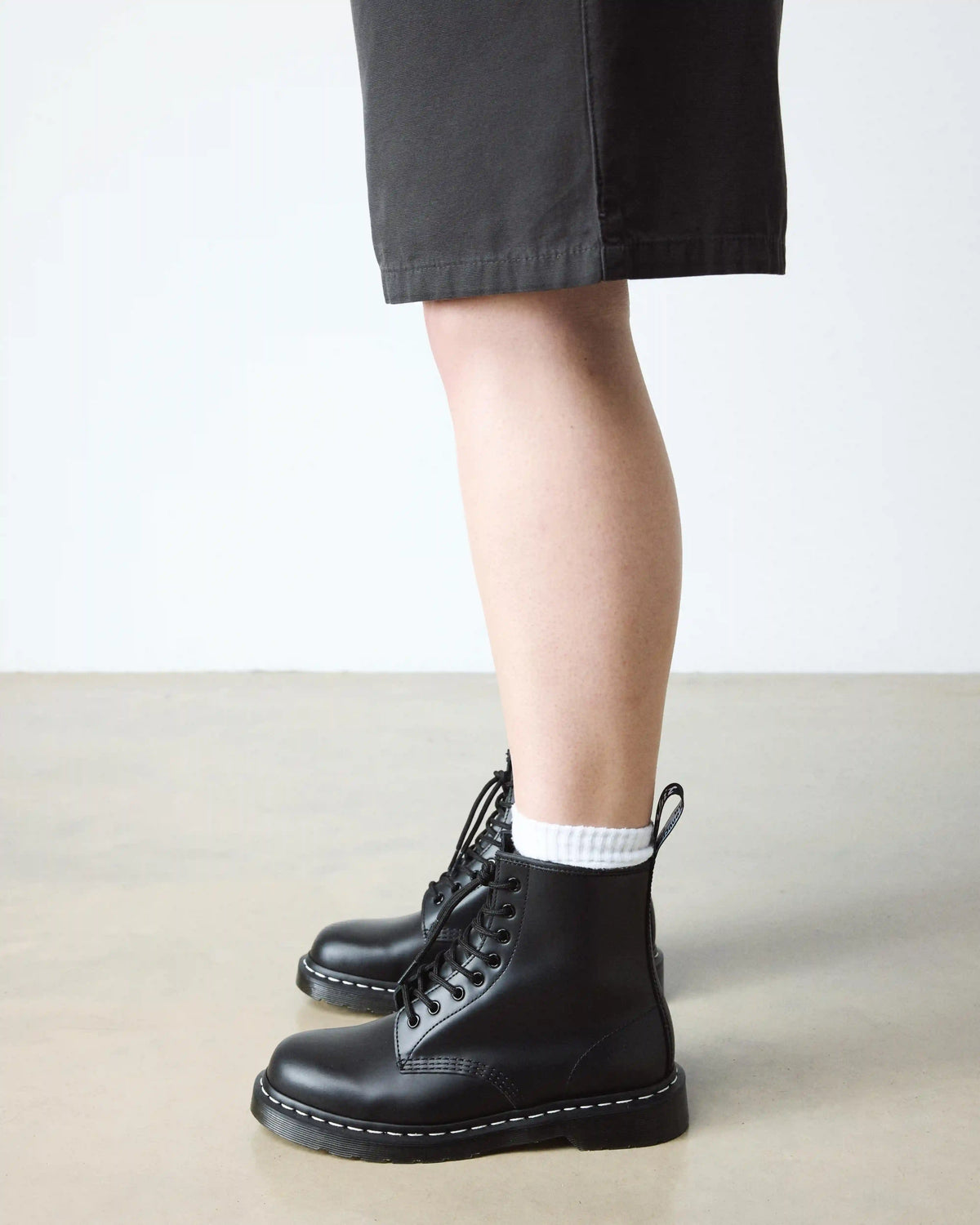 1460 White Stitch Smooth Leather Lace Up Boots