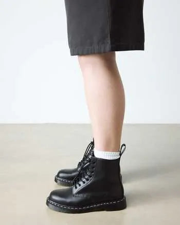 1460 White Stitch Smooth Leather Lace Up Boots