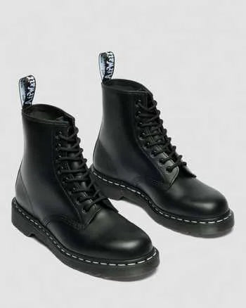 1460 White Stitch Smooth Leather Lace Up Boots