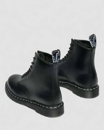 1460 White Stitch Smooth Leather Lace Up Boots