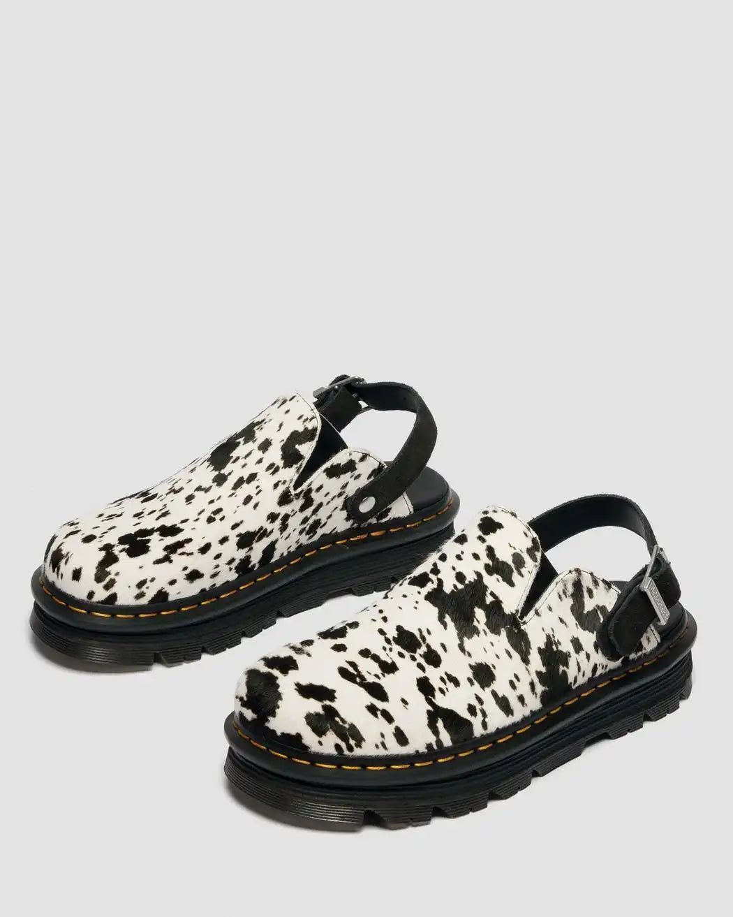 Zebzag Dalmatian Hair On Leather Platform Mules
