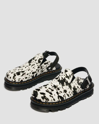 Zebzag Dalmatian Hair On Leather Platform Mules