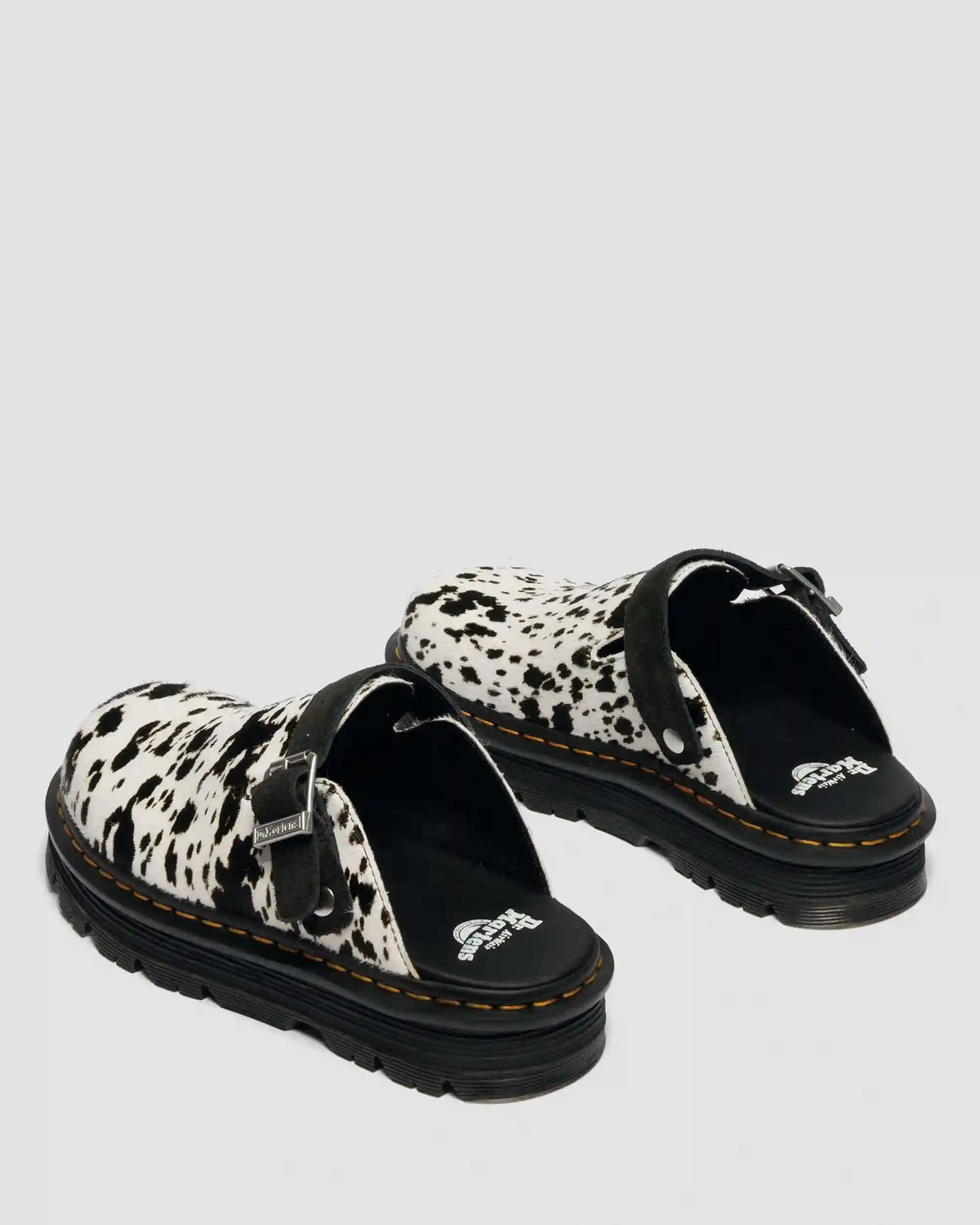 Zebzag Dalmatian Hair On Leather Platform Mules