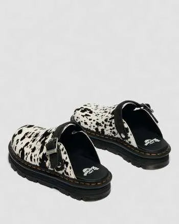 Zebzag Dalmatian Hair On Leather Platform Mules