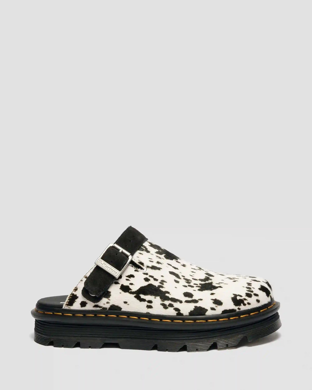 Zebzag Dalmatian Hair On Leather Platform Mules