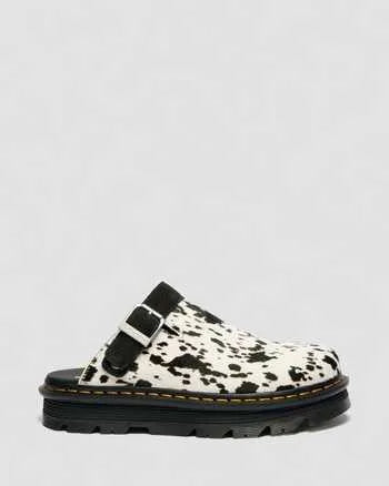 Zebzag Dalmatian Hair On Leather Platform Mules