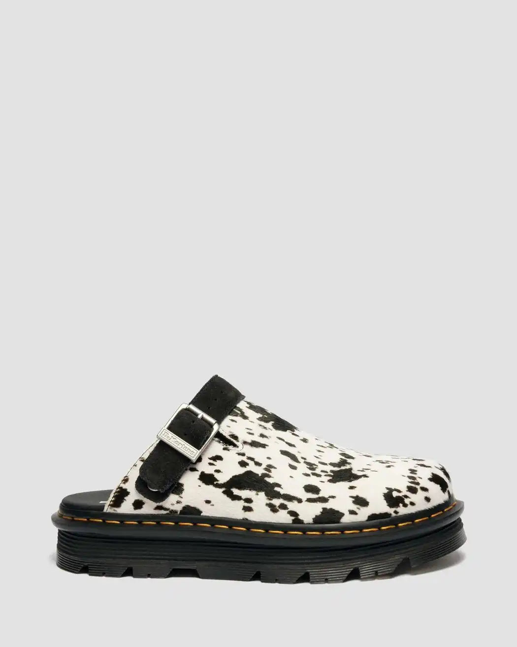 Zebzag Dalmatian Hair On Leather Platform Mules