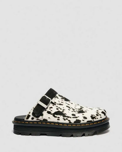 Zebzag Dalmatian Hair On Leather Platform Mules