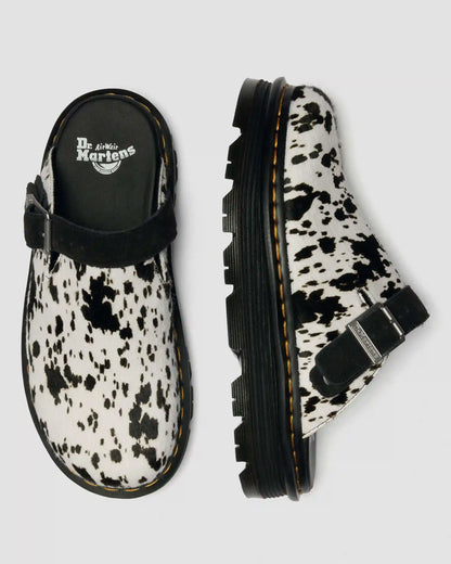 Zebzag Dalmatian Hair On Leather Platform Mules
