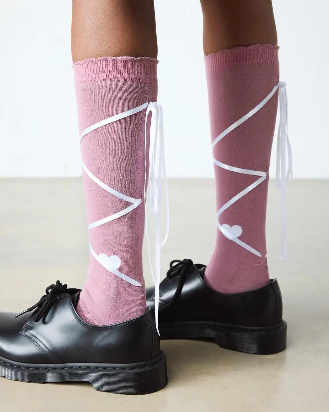Long Lace-Up Organic Cotton Blend Socks