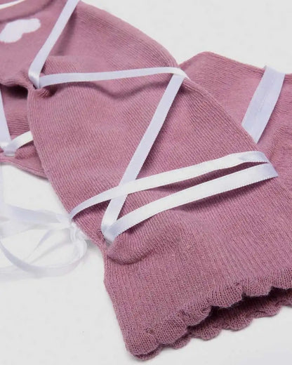 Long Lace-Up Organic Cotton Blend Socks