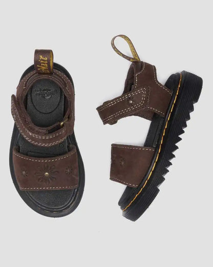 Youth Marlowe Flower Nubuck Strap Sandals