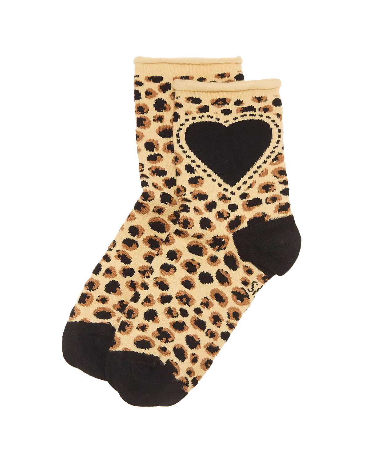 Leopard Heart Cotton Blend Socks