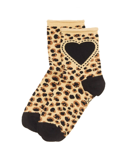 Leopard Heart Cotton Blend Socks