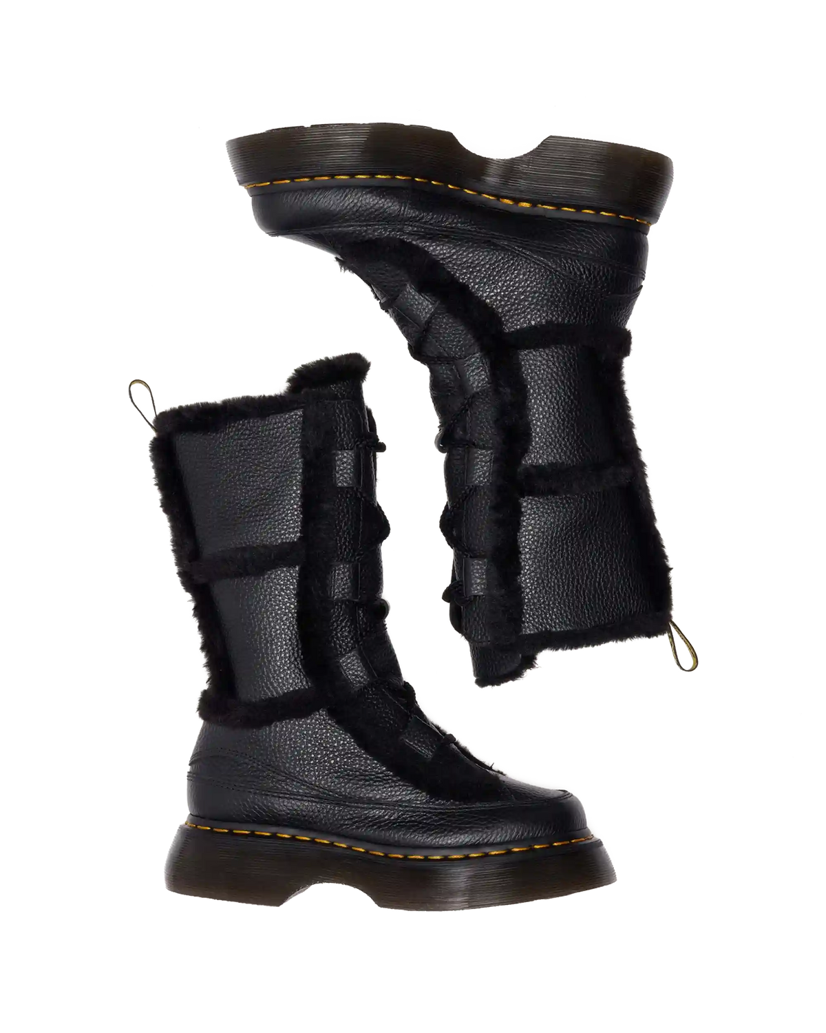 Buzz Lace Up Faux Fur Lined Grizzly Leather Boots