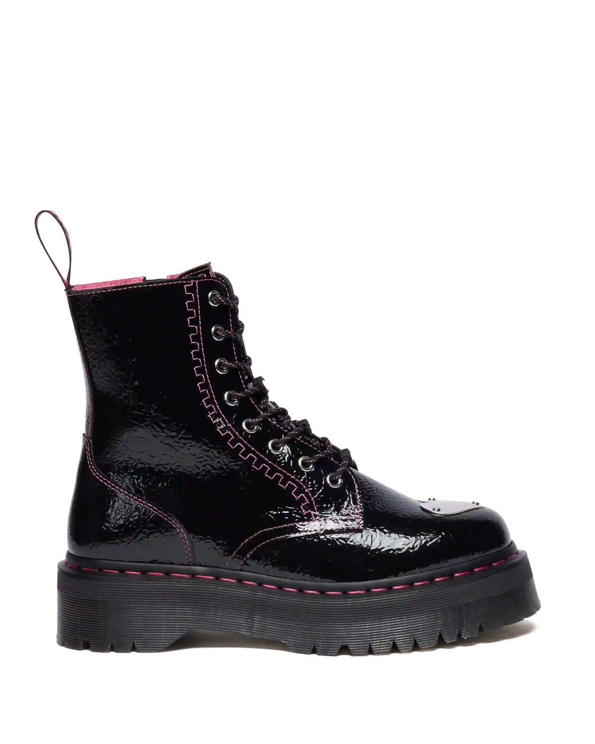Jadon Distressed Patent Leather Platform Boots