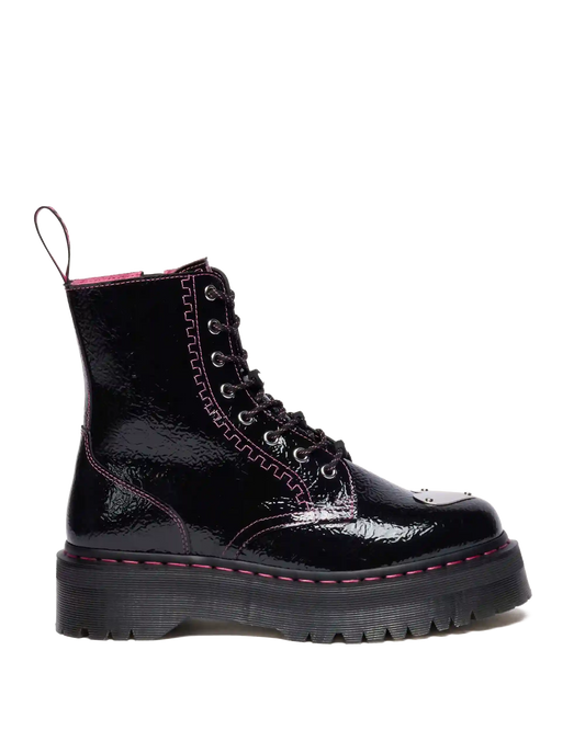 Jadon Distressed Patent Leather Platform Boots