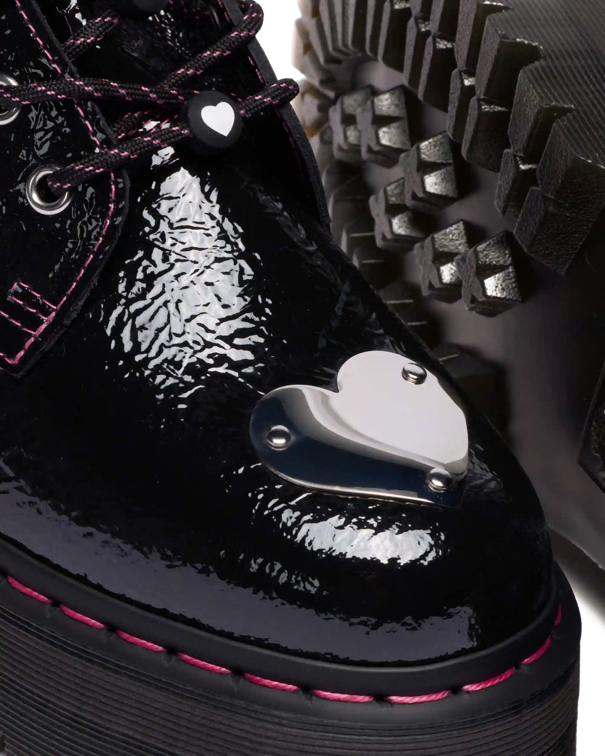 Jadon Distressed Patent Leather Platform Boots