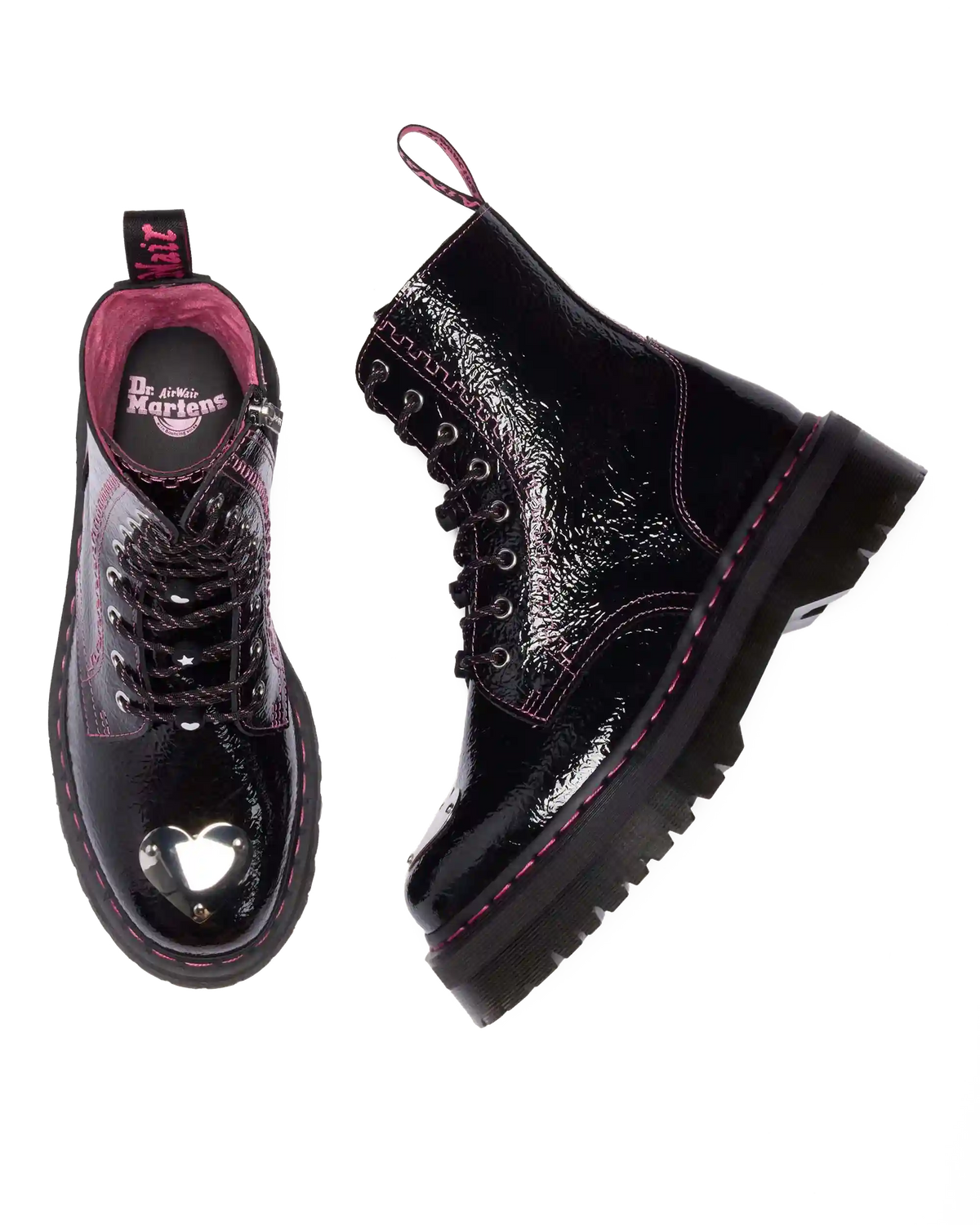 Jadon Distressed Patent Leather Platform Boots