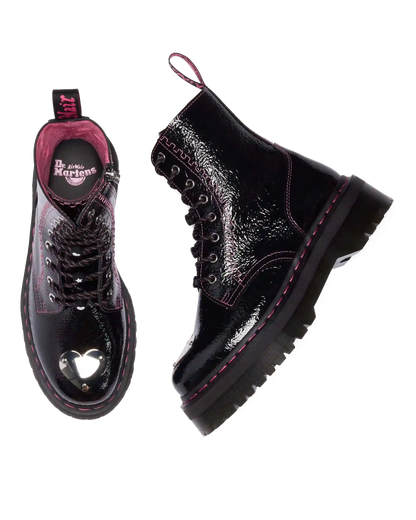 Jadon Distressed Patent Leather Platform Boots