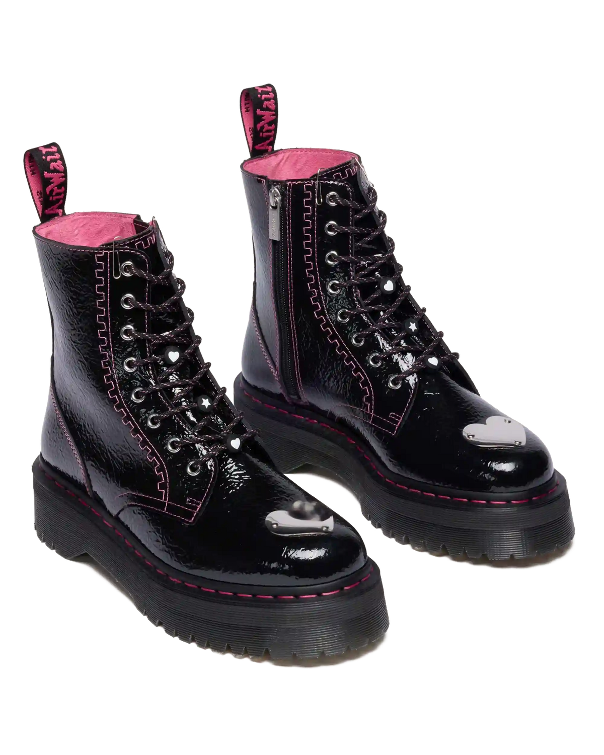 Jadon Distressed Patent Leather Platform Boots