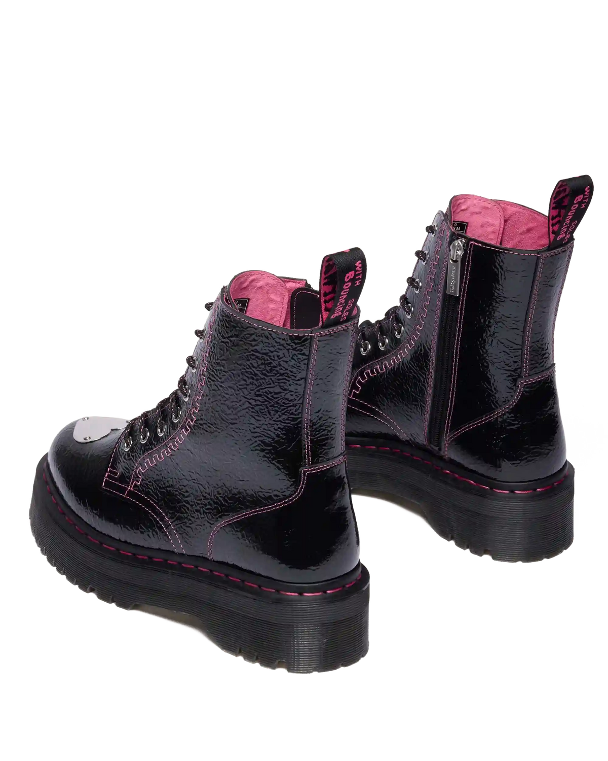 Jadon Distressed Patent Leather Platform Boots