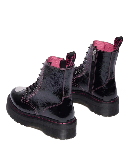 Jadon Distressed Patent Leather Platform Boots