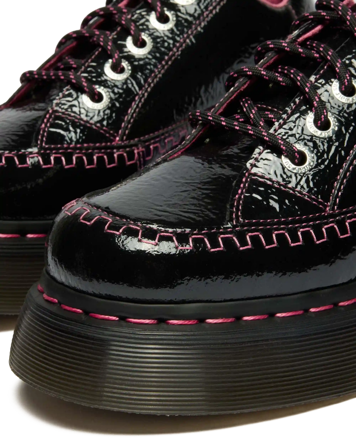 Buzz 5-Eye Distressed Patent Leather Shoes