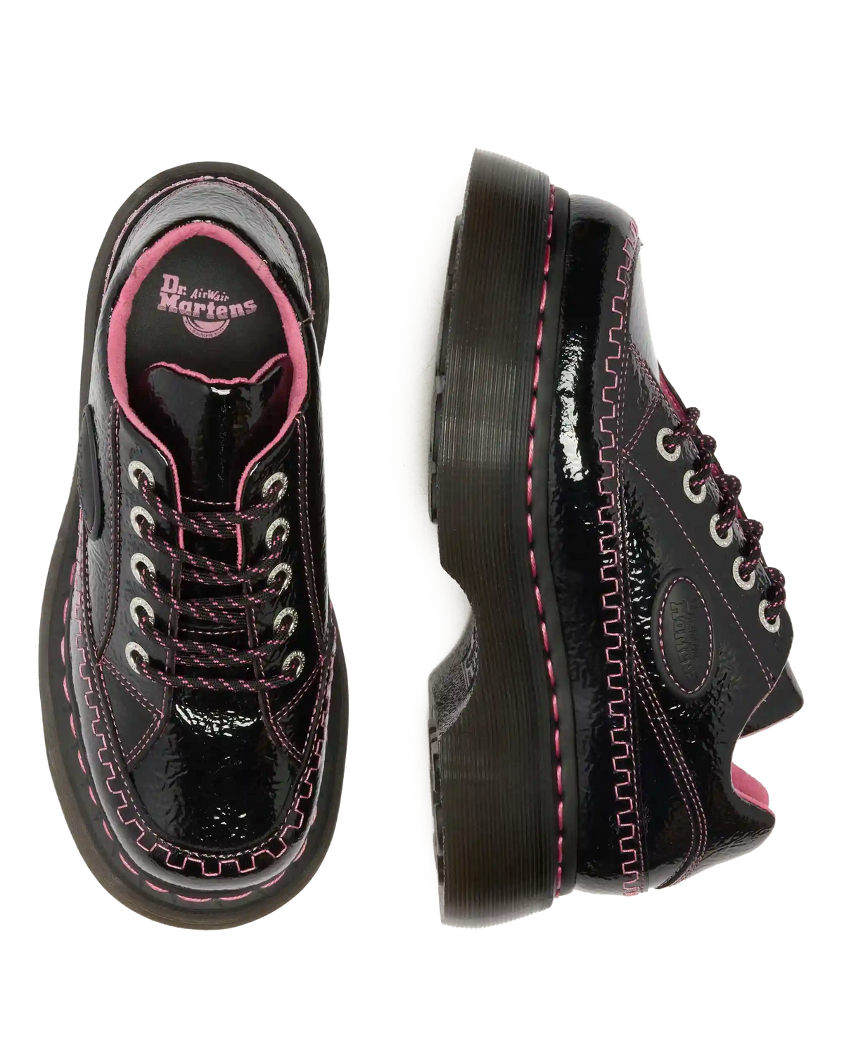 Buzz 5-Eye Distressed Patent Leather Shoes