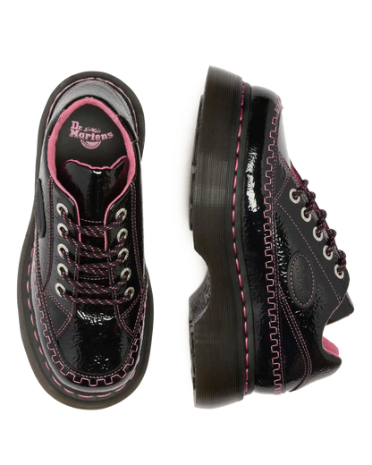 Buzz 5-Eye Distressed Patent Leather Shoes