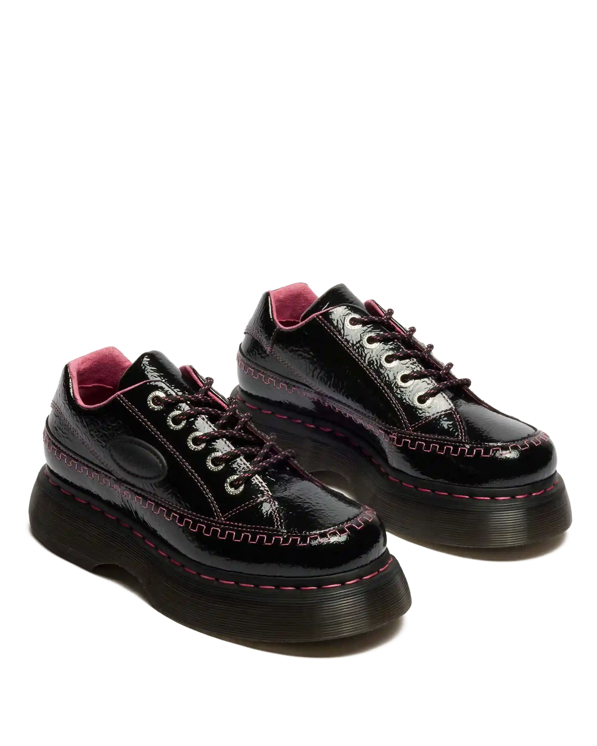 Buzz 5-Eye Distressed Patent Leather Shoes