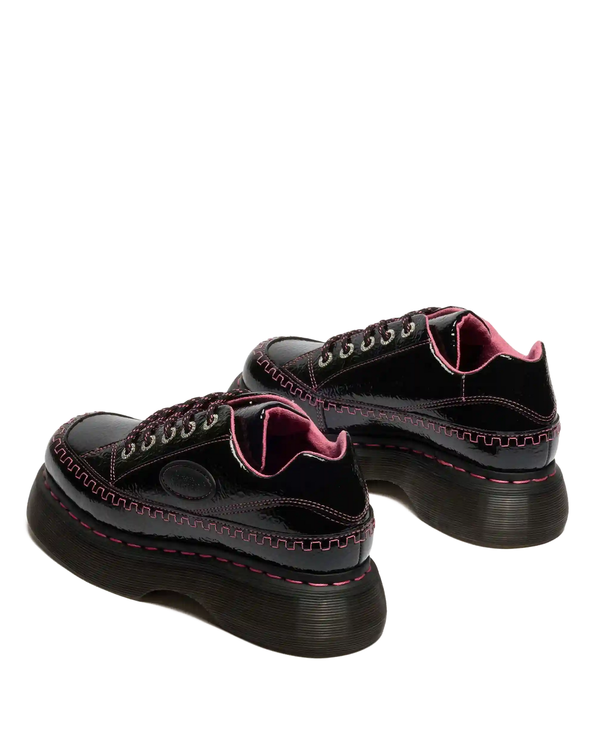 Buzz 5-Eye Distressed Patent Leather Shoes