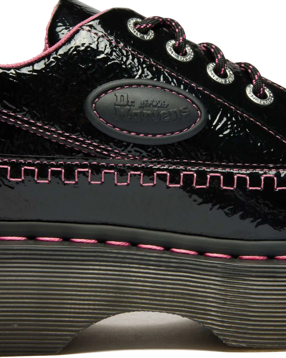 Buzz 5-Eye Distressed Patent Leather Shoes