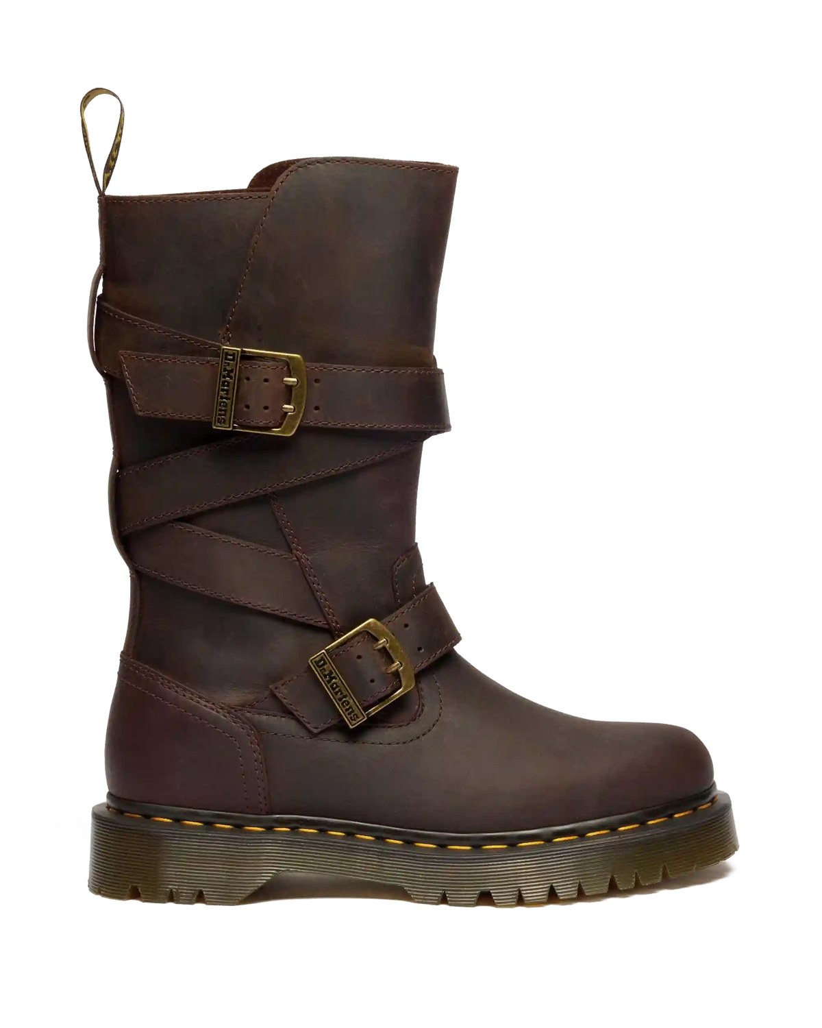 Anistone Two Strap Crazy Horse Leather Biker Boots