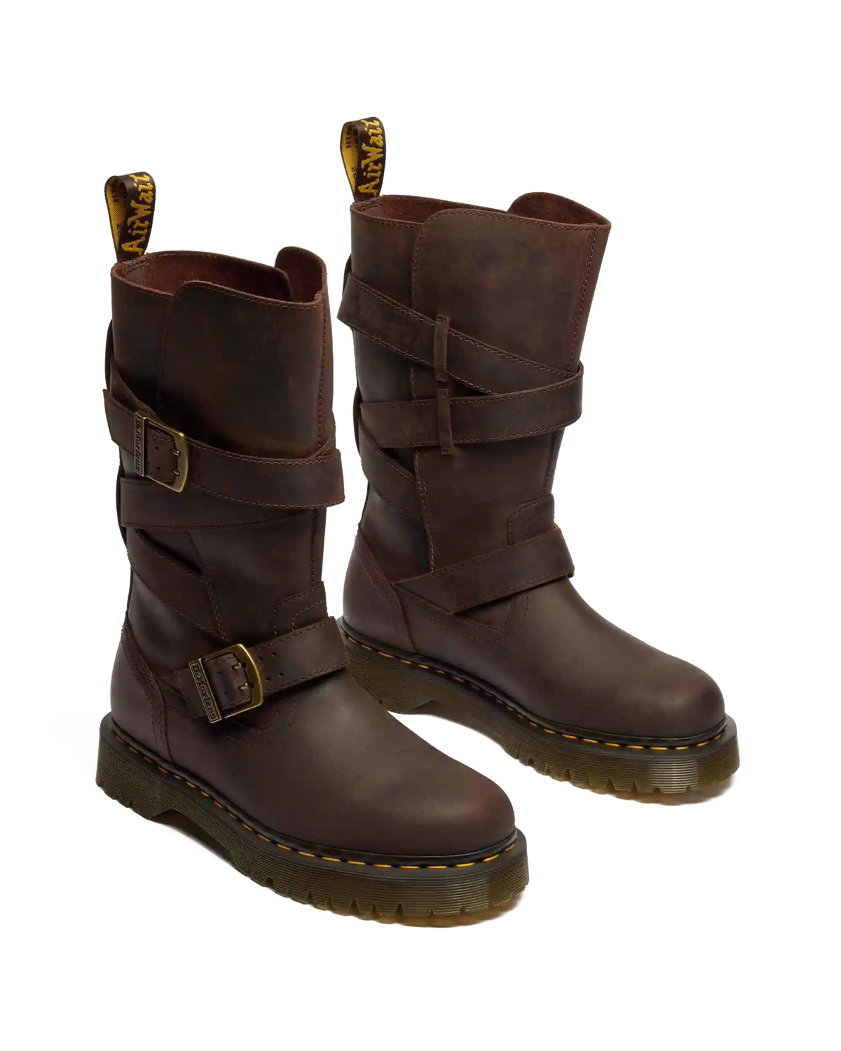 Anistone Two Strap Crazy Horse Leather Biker Boots