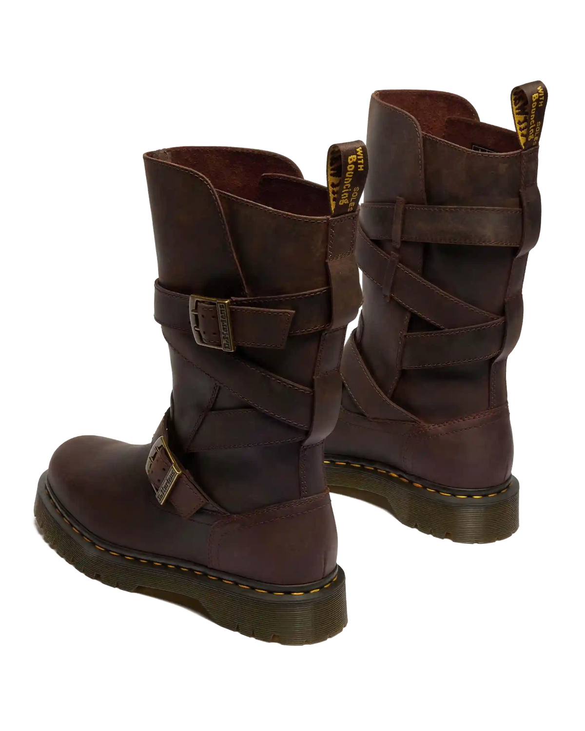 Anistone Two Strap Crazy Horse Leather Biker Boots
