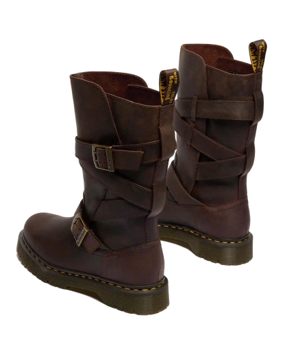 Anistone Two Strap Crazy Horse Leather Biker Boots