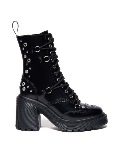 CHESNEY STUDDED BUTTERO LEATHER FLARE HEEL BOOTS