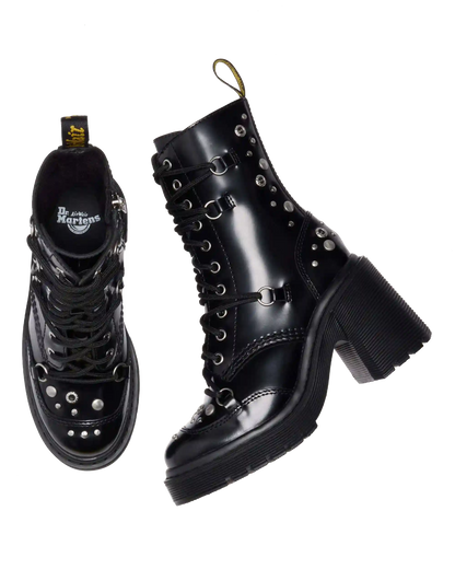 CHESNEY STUDDED BUTTERO LEATHER FLARE HEEL BOOTS