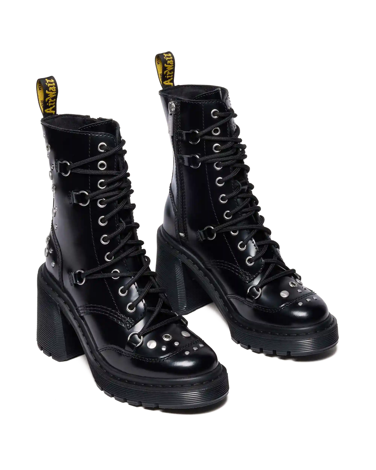 CHESNEY STUDDED BUTTERO LEATHER FLARE HEEL BOOTS