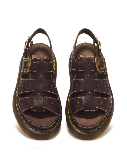 Wrenlie Open Toe Grizzly Leather Fisherman Platform Sandals