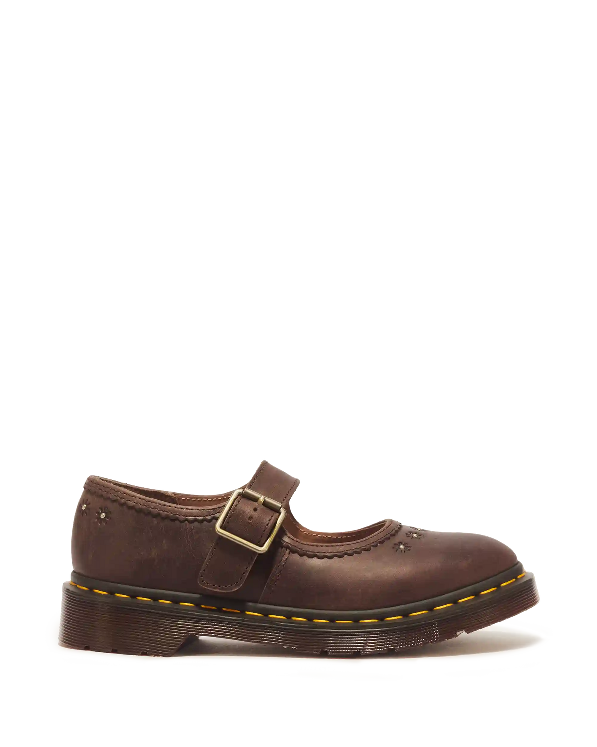 Mary Jane Flower Crazy Horse Leather Shoes