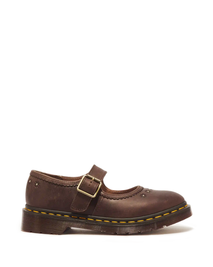 Mary Jane Flower Crazy Horse Leather Shoes