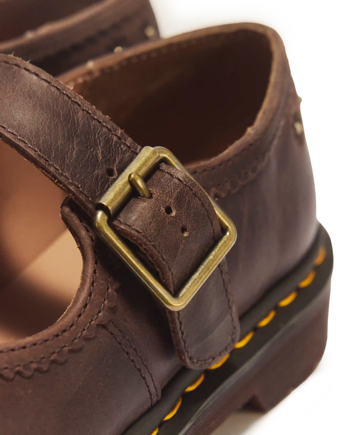 Mary Jane Flower Crazy Horse Leather Shoes
